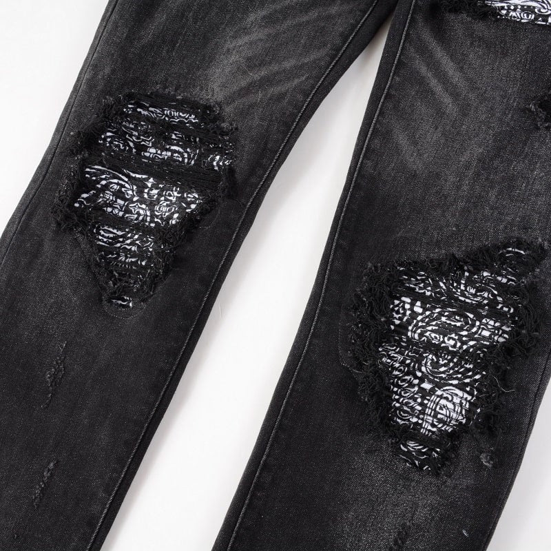 Black Flower Jeans