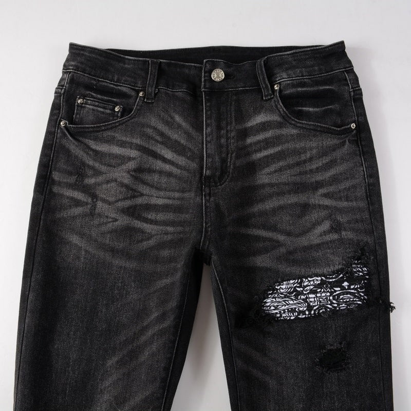 Black Flower Jeans